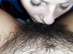 I tongue my girlfriend's hairy pussy to orgasm - Lesbian-illusion